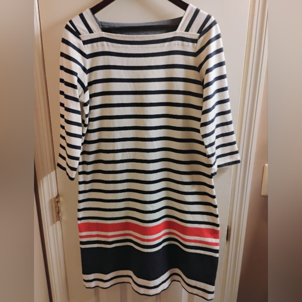 L.L. BEAN red, white, blue NAUTICAL STRIPE DRESS